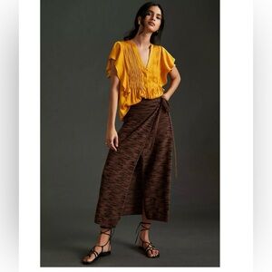 Anthropologie Pintucked Blouse with Ruffle Sleeves